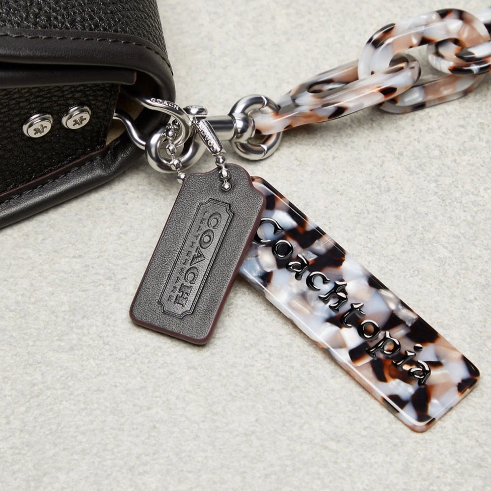 Coach Coachtopia Wavy Dinky Bag w Acrylic Chain & Strap Black Pebble Leather NWT - Picture 12 of 16